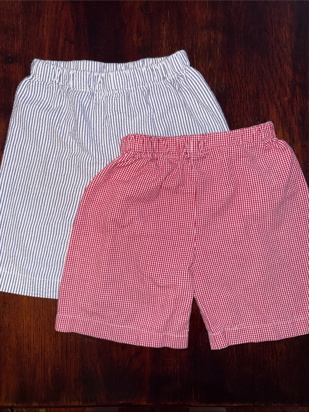 Stitches Red Gingham and Blue Stripe Kids Shorts